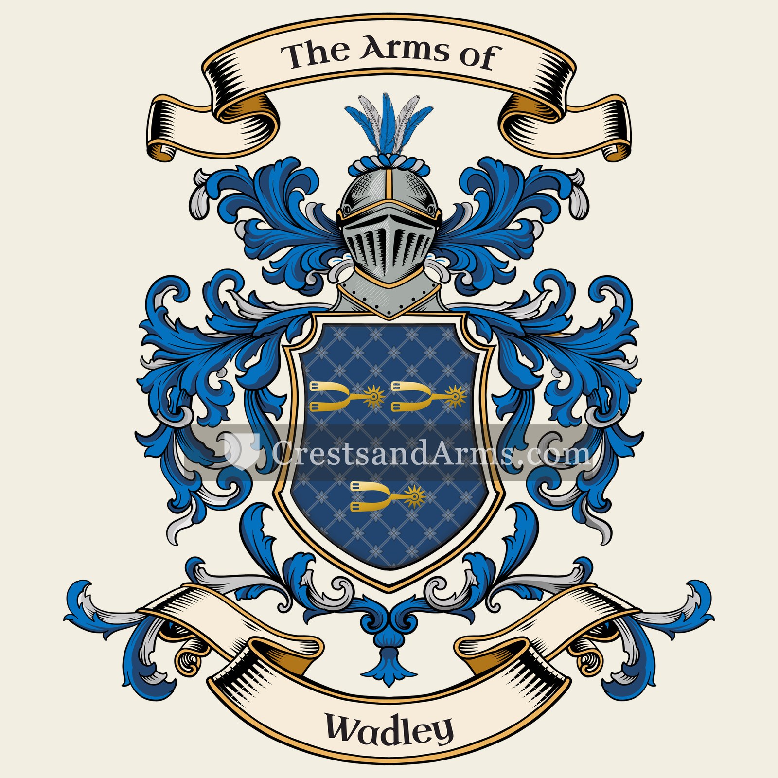 The Wadley coat of arms, drawn from the recorded blazon