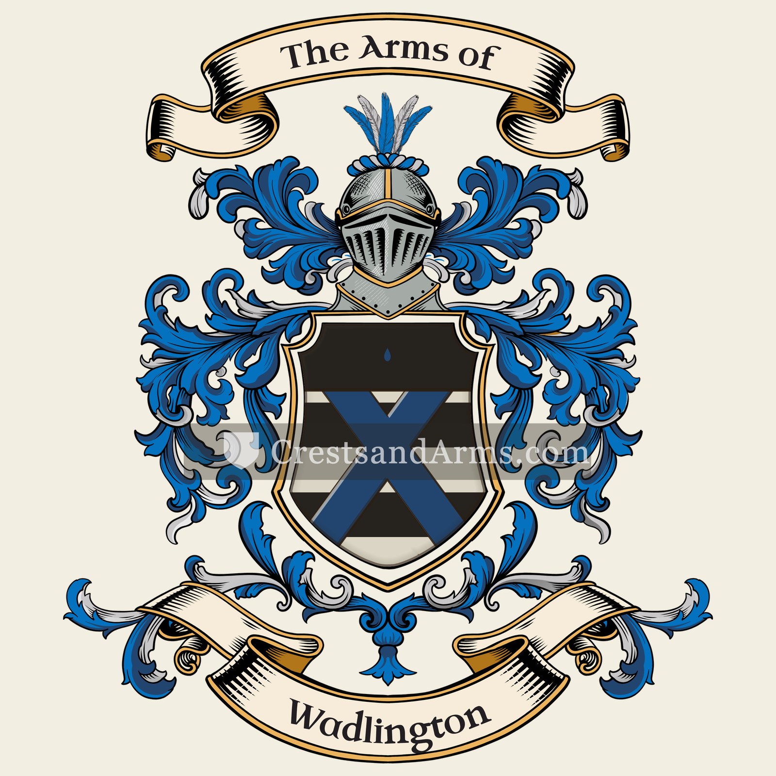 The Wadlington coat of arms, drawn from the recorded blazon