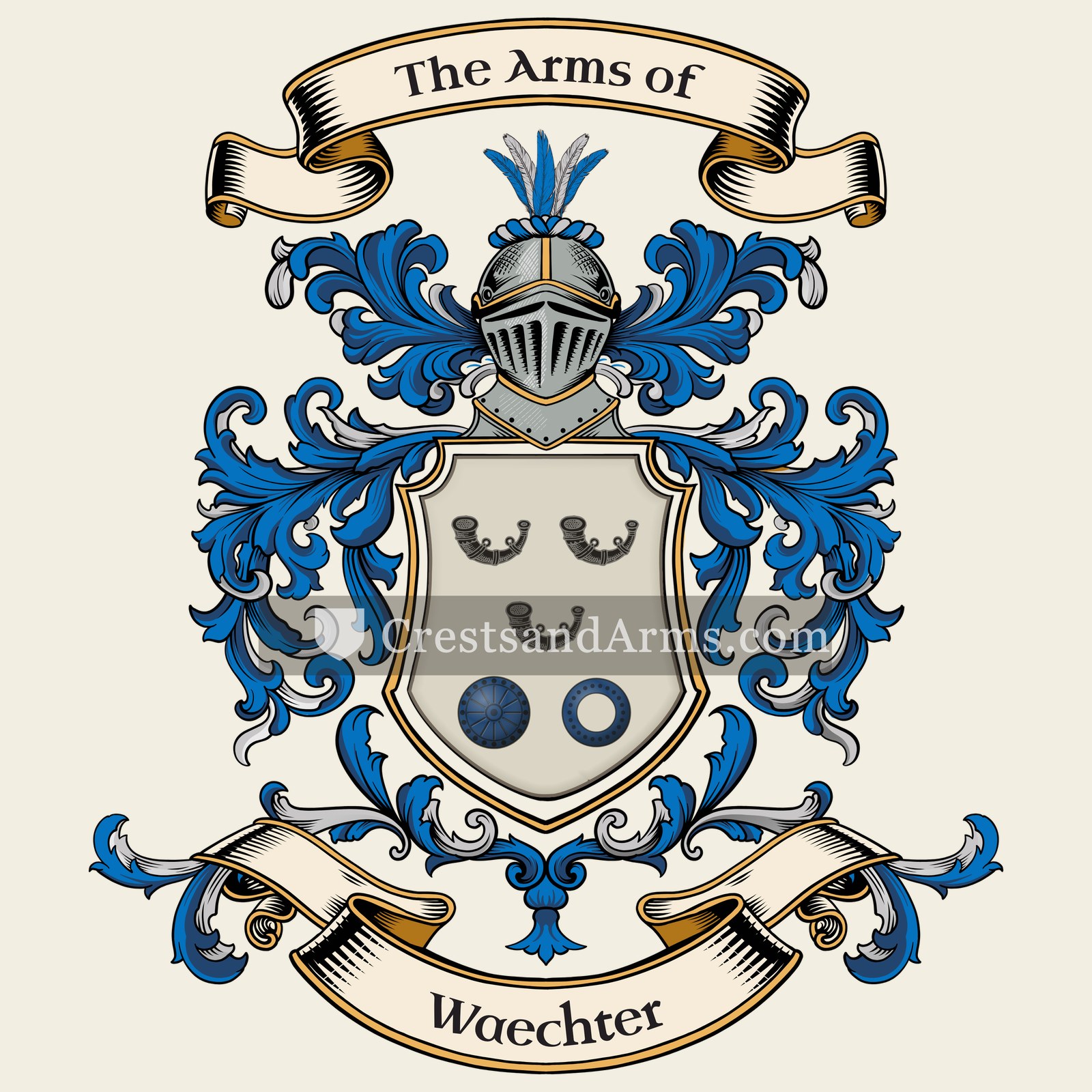 The Waechter coat of arms, drawn from the recorded blazon