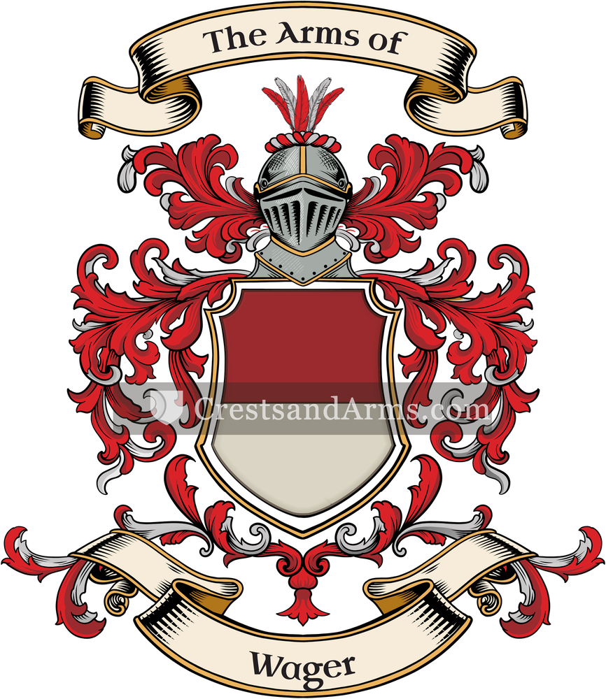 The Wager coat of arms, drawn from the recorded blazon