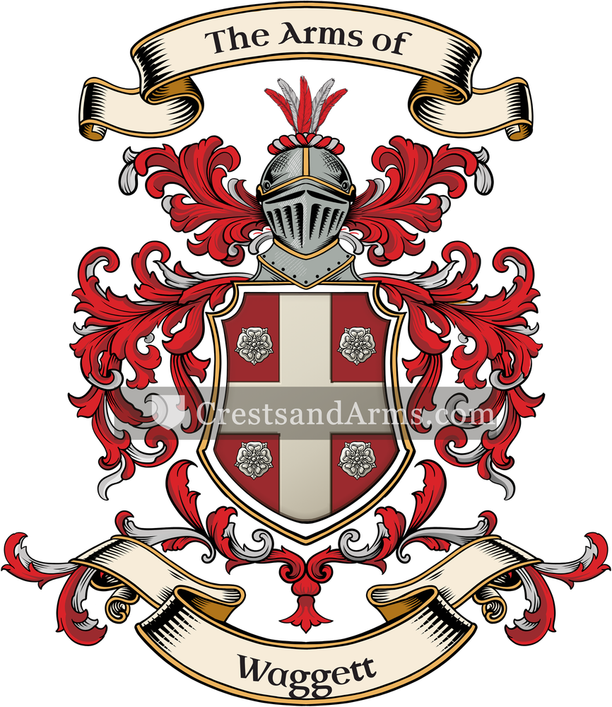 The Waggett coat of arms, drawn from the recorded blazon