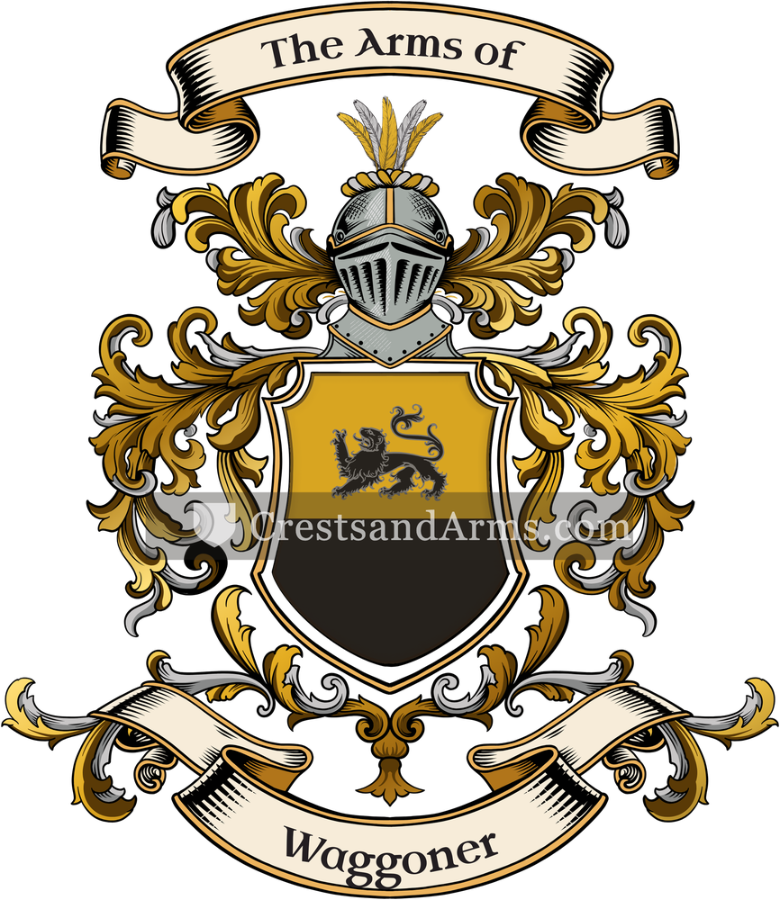 The Waggoner coat of arms, drawn from the recorded blazon