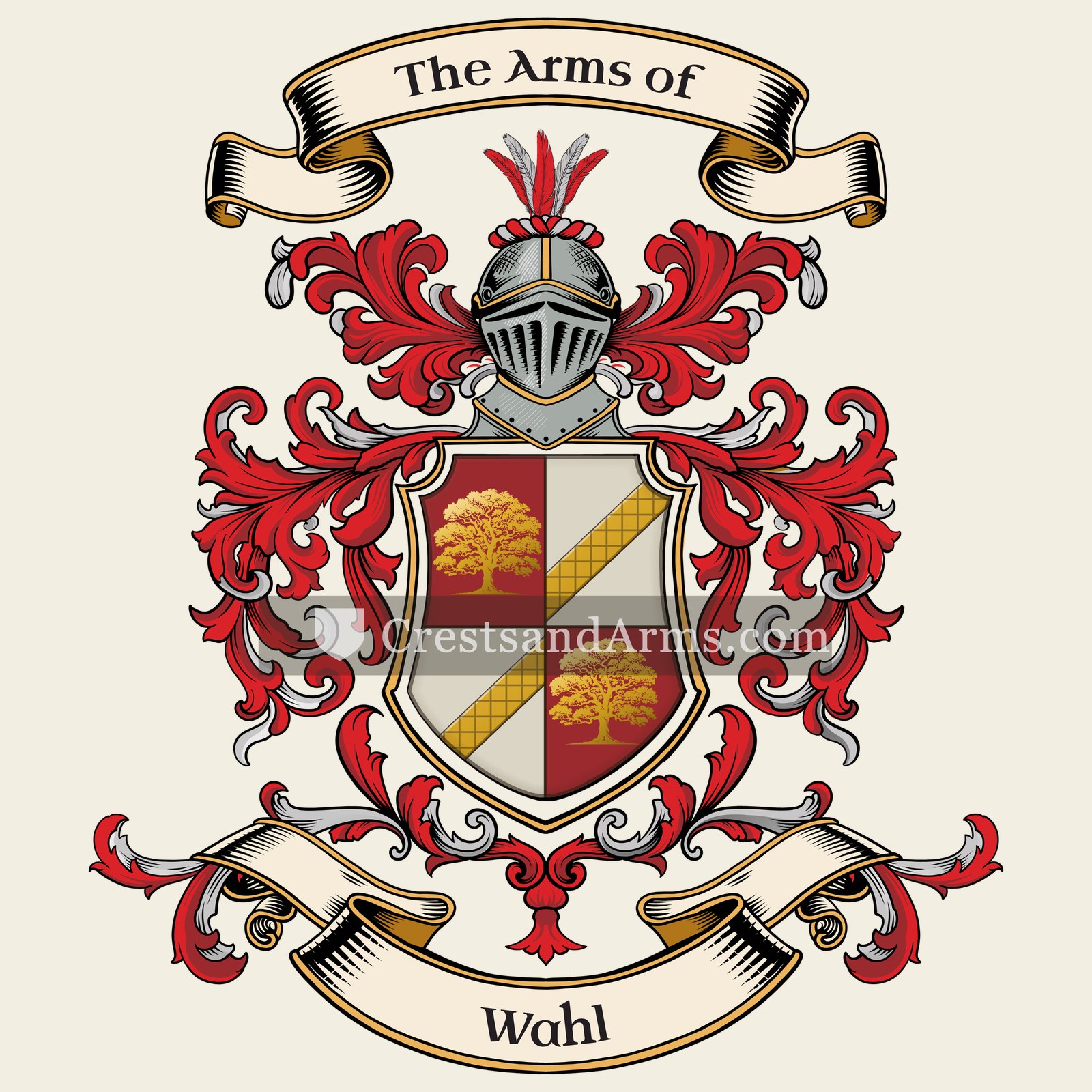 The Wahl coat of arms, drawn from the recorded blazon