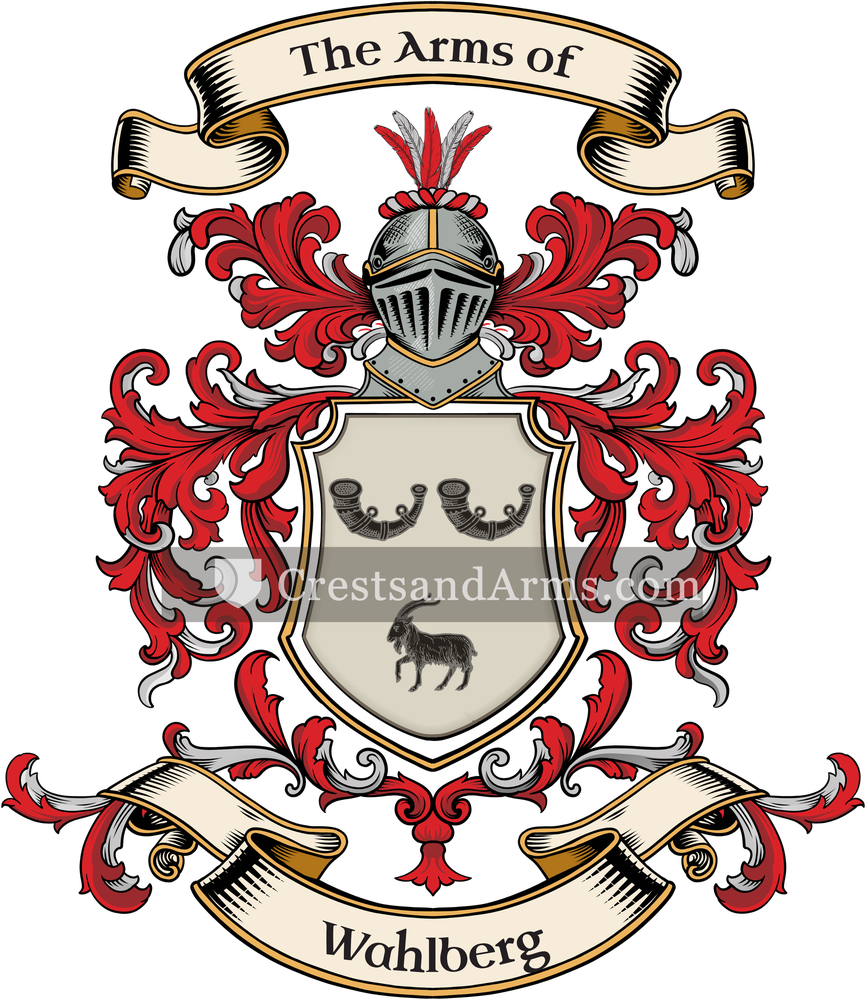 The Wahlberg coat of arms, drawn from the recorded blazon