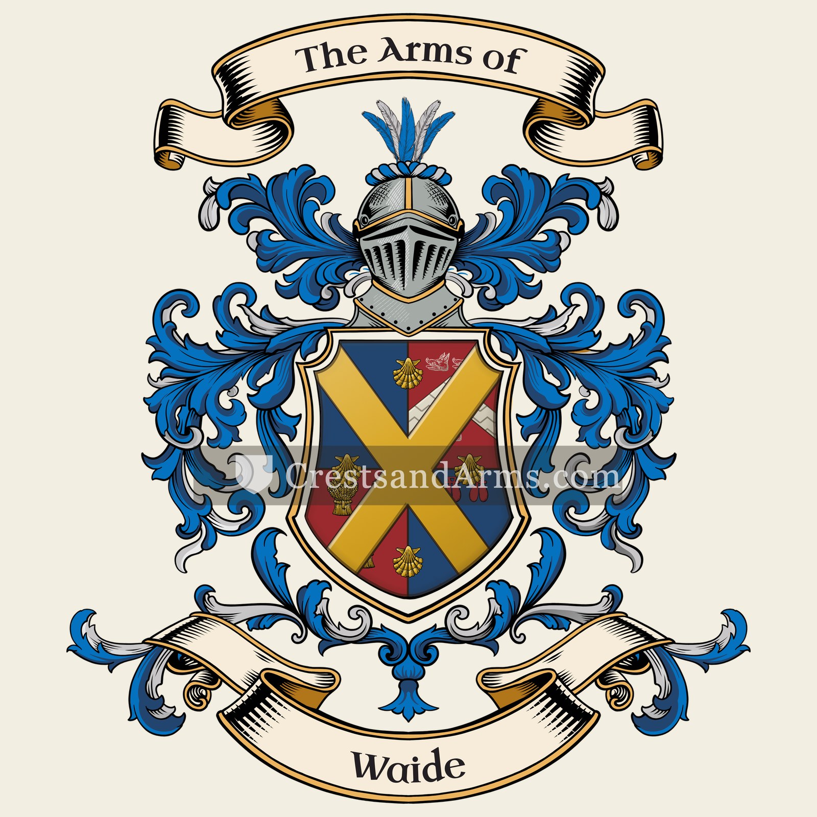 The Waide coat of arms, drawn from the recorded blazon