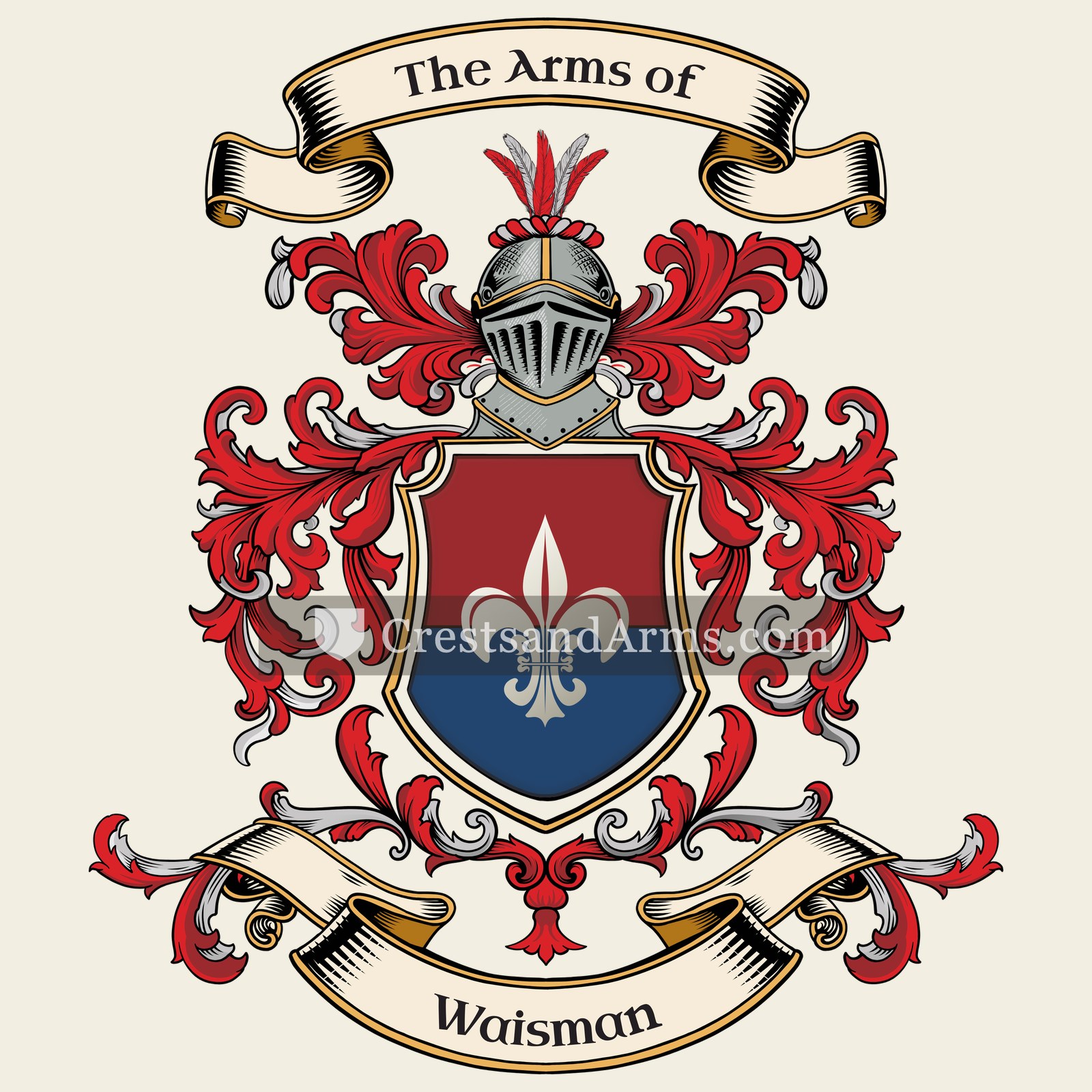 The Waisman coat of arms, drawn from the recorded blazon