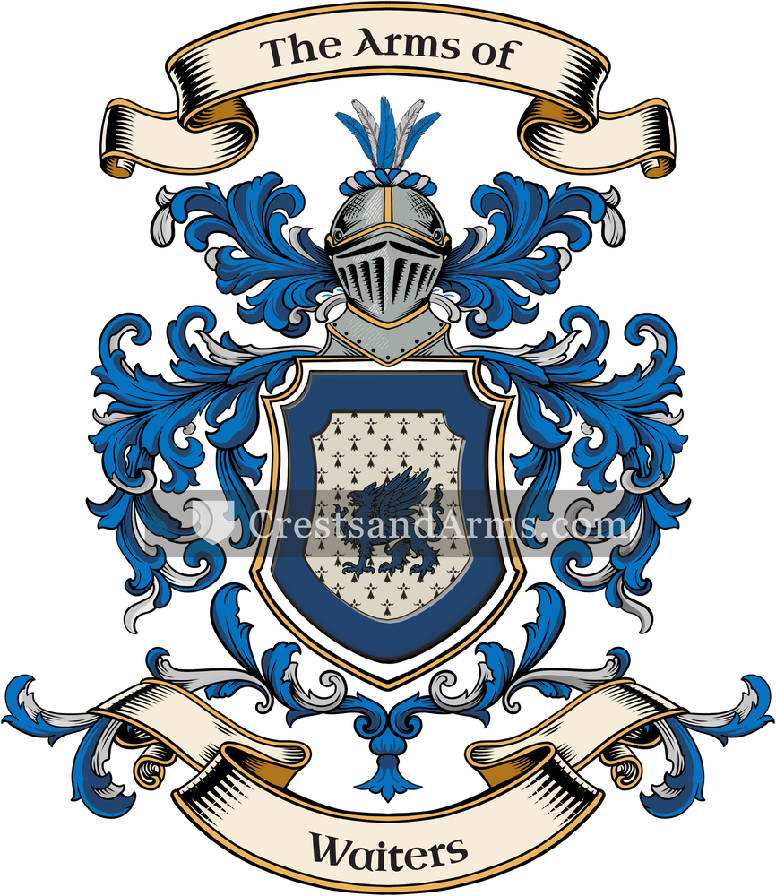 The Waiters coat of arms, drawn from the recorded blazon