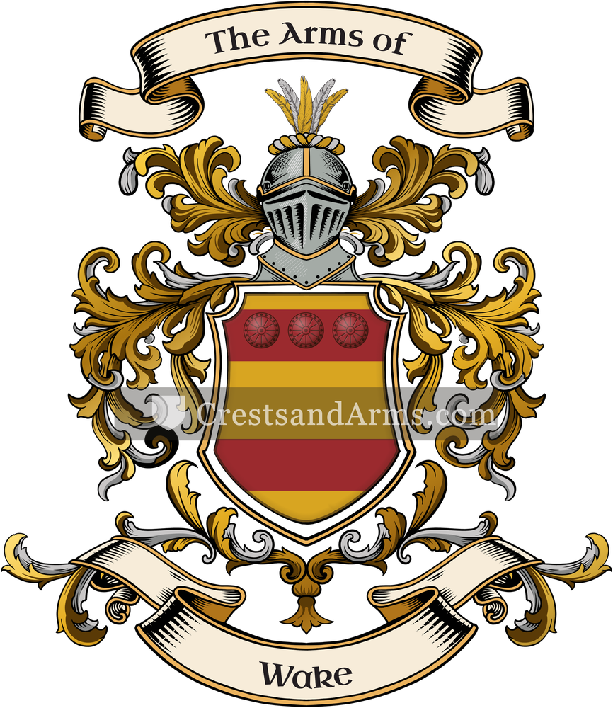 The Wake coat of arms, drawn from the recorded blazon