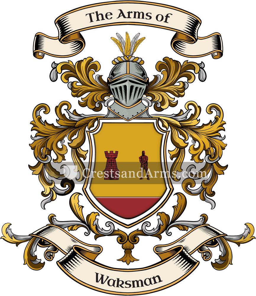 The Waksman coat of arms, drawn from the recorded blazon