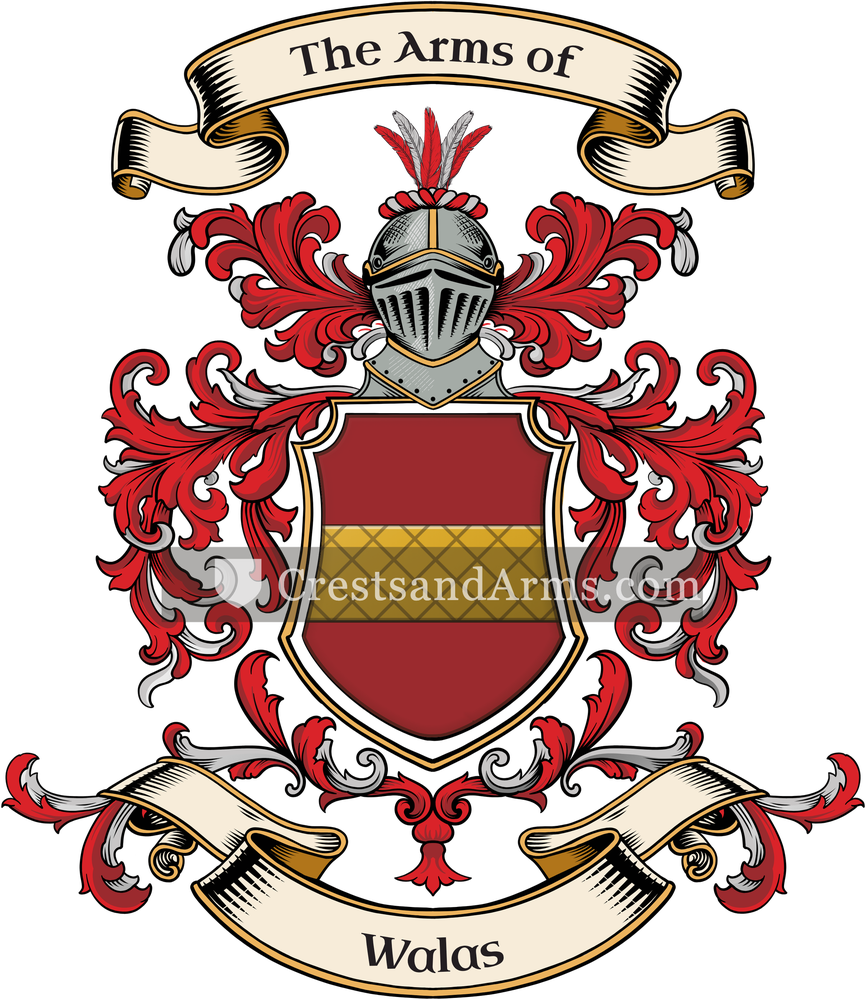 The Walas coat of arms, drawn from the recorded blazon
