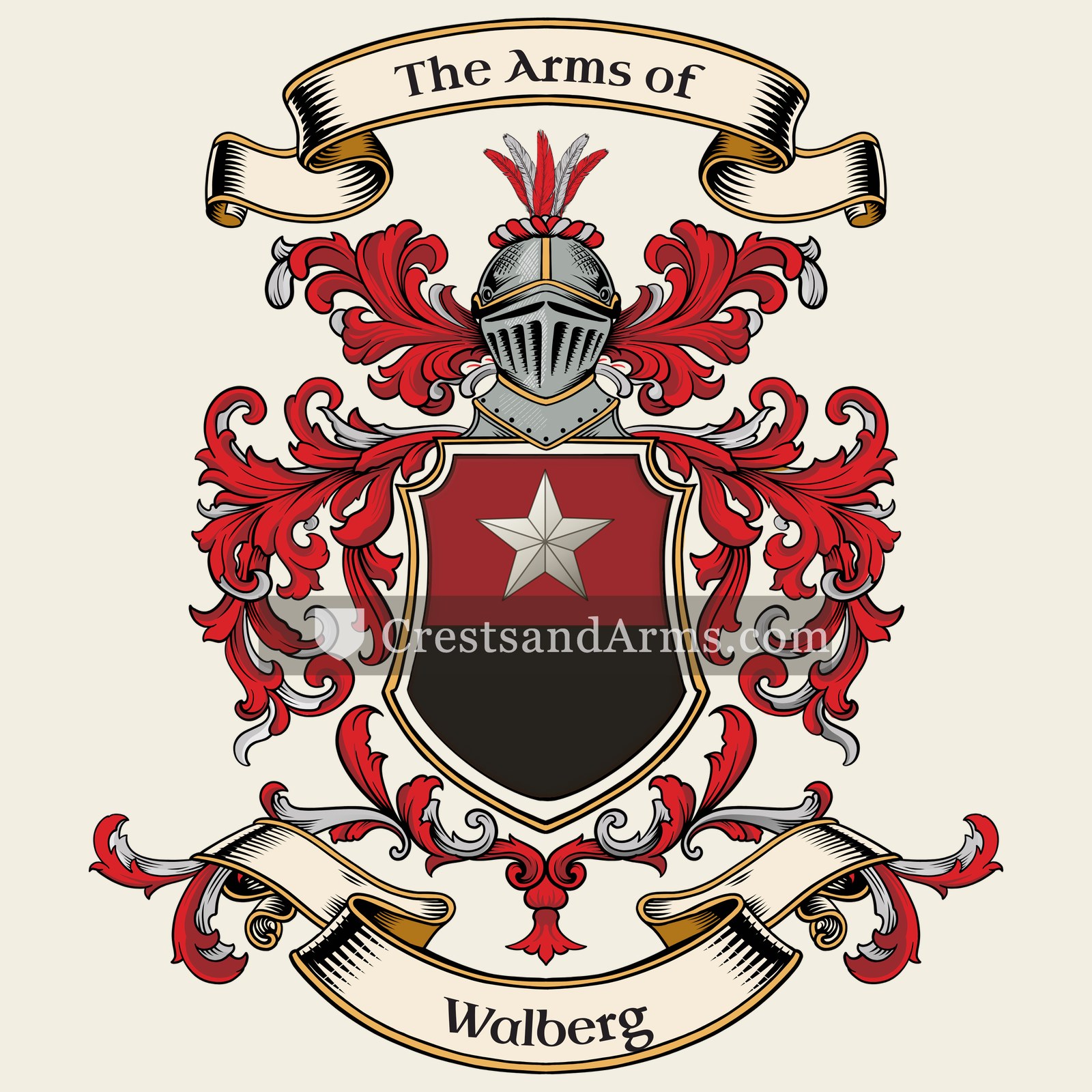 The Walberg coat of arms, drawn from the recorded blazon