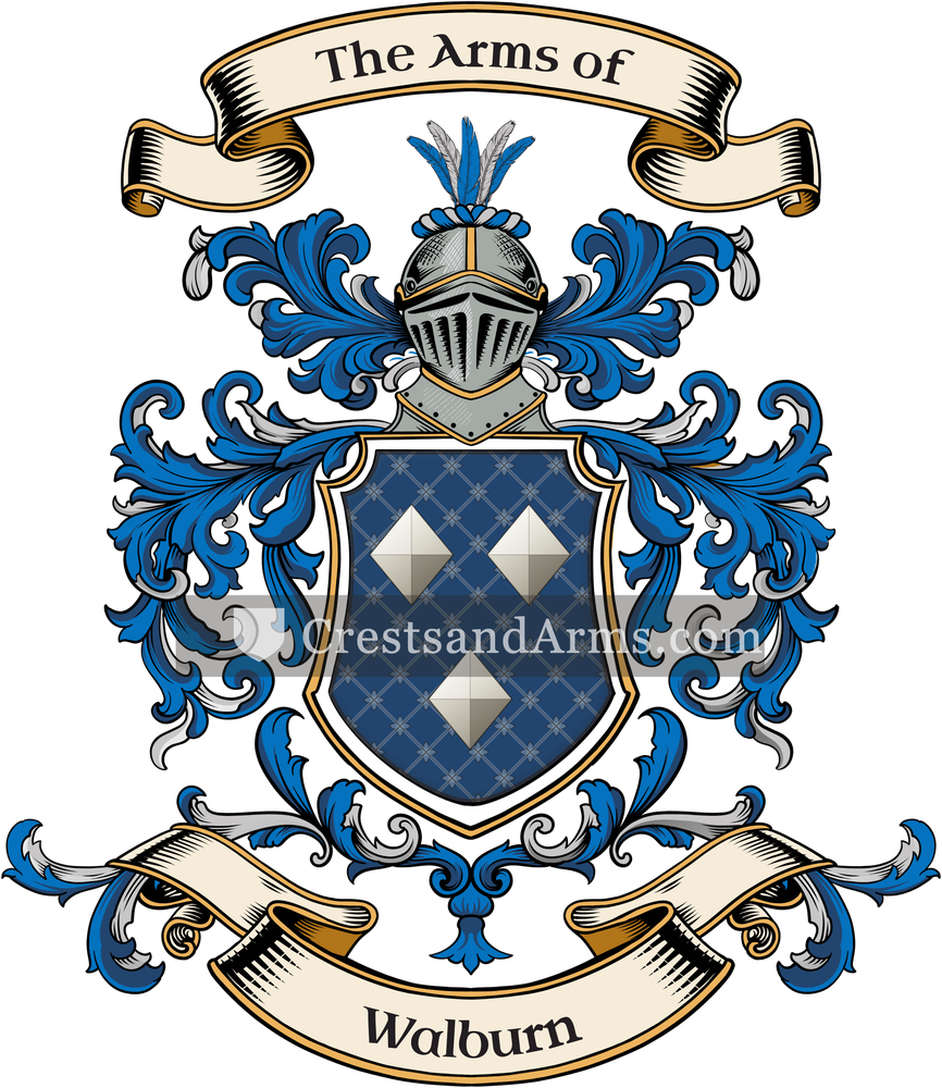 The Walburn coat of arms, drawn from the recorded blazon