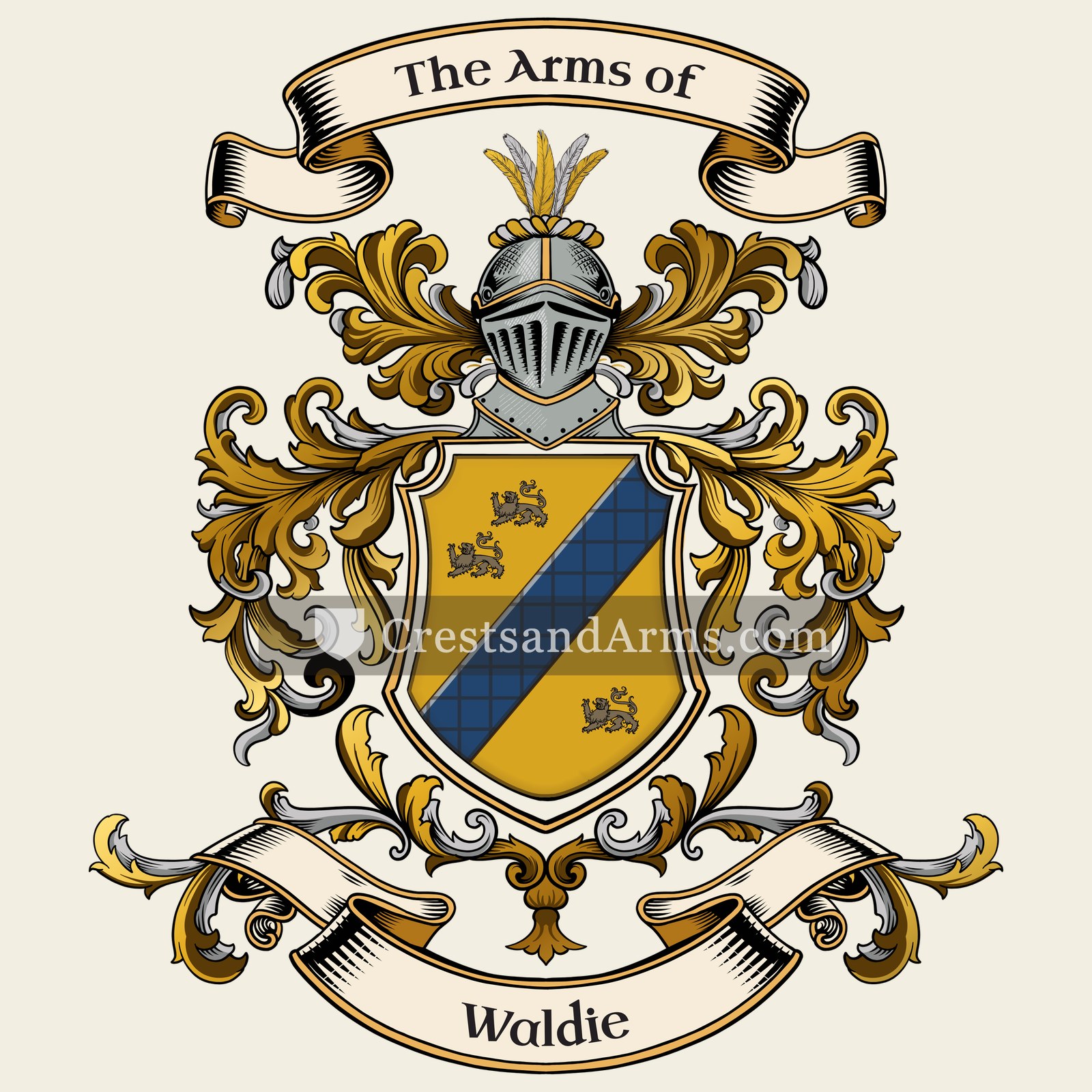 The Waldie coat of arms, drawn from the recorded blazon
