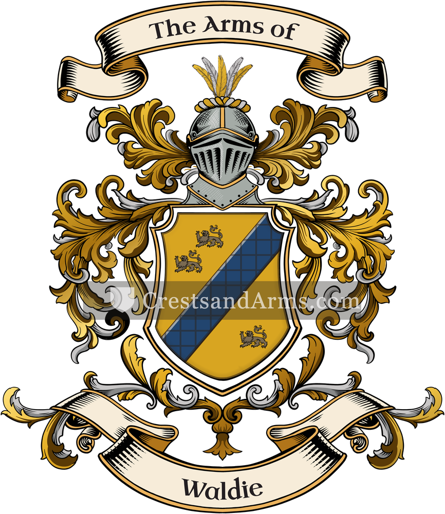 The Waldie coat of arms, drawn from the recorded blazon