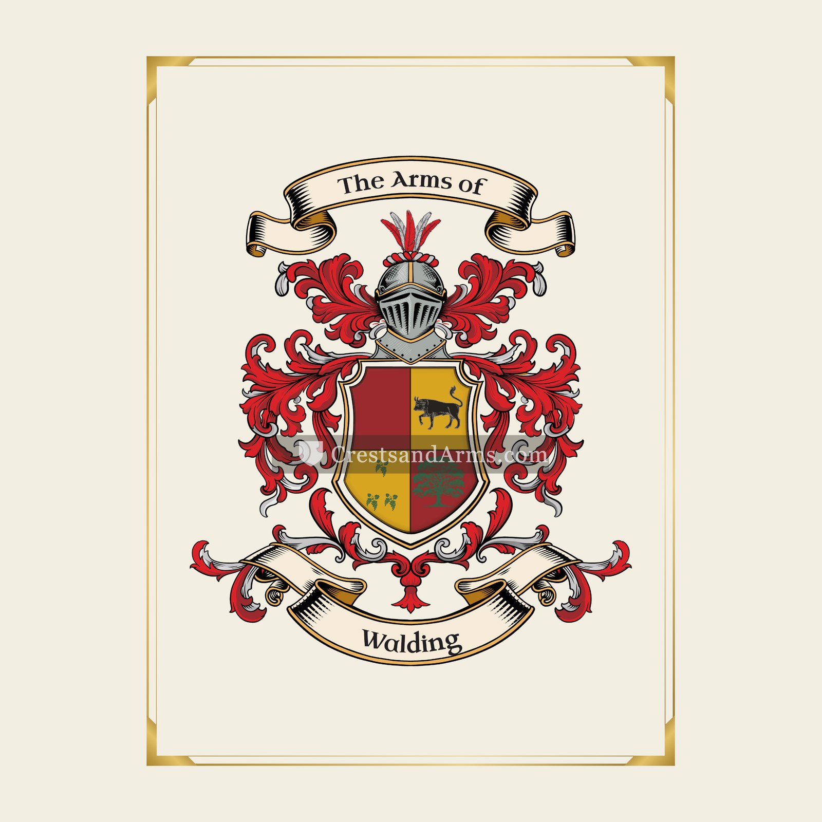 With gold border