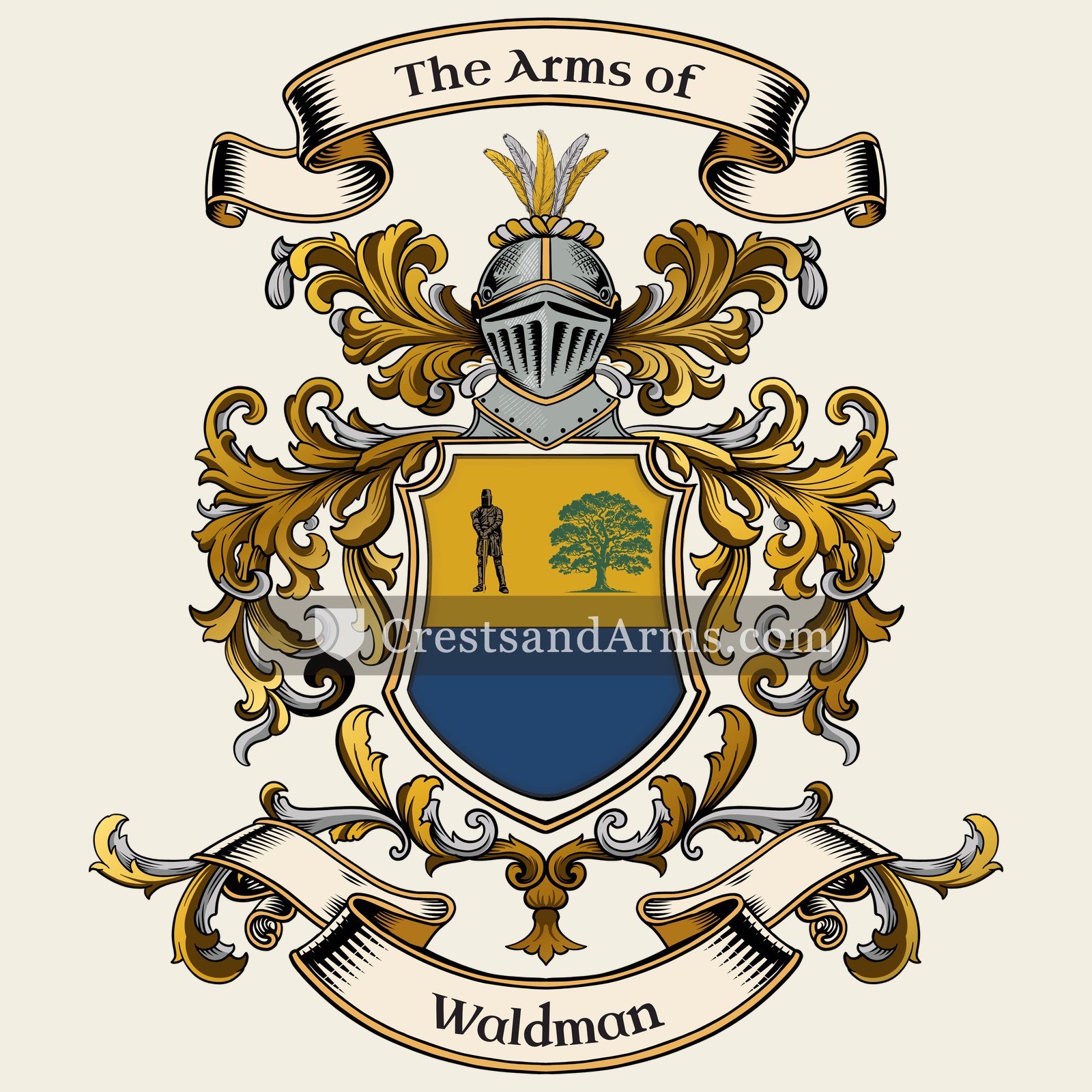 The Waldman coat of arms, drawn from the recorded blazon