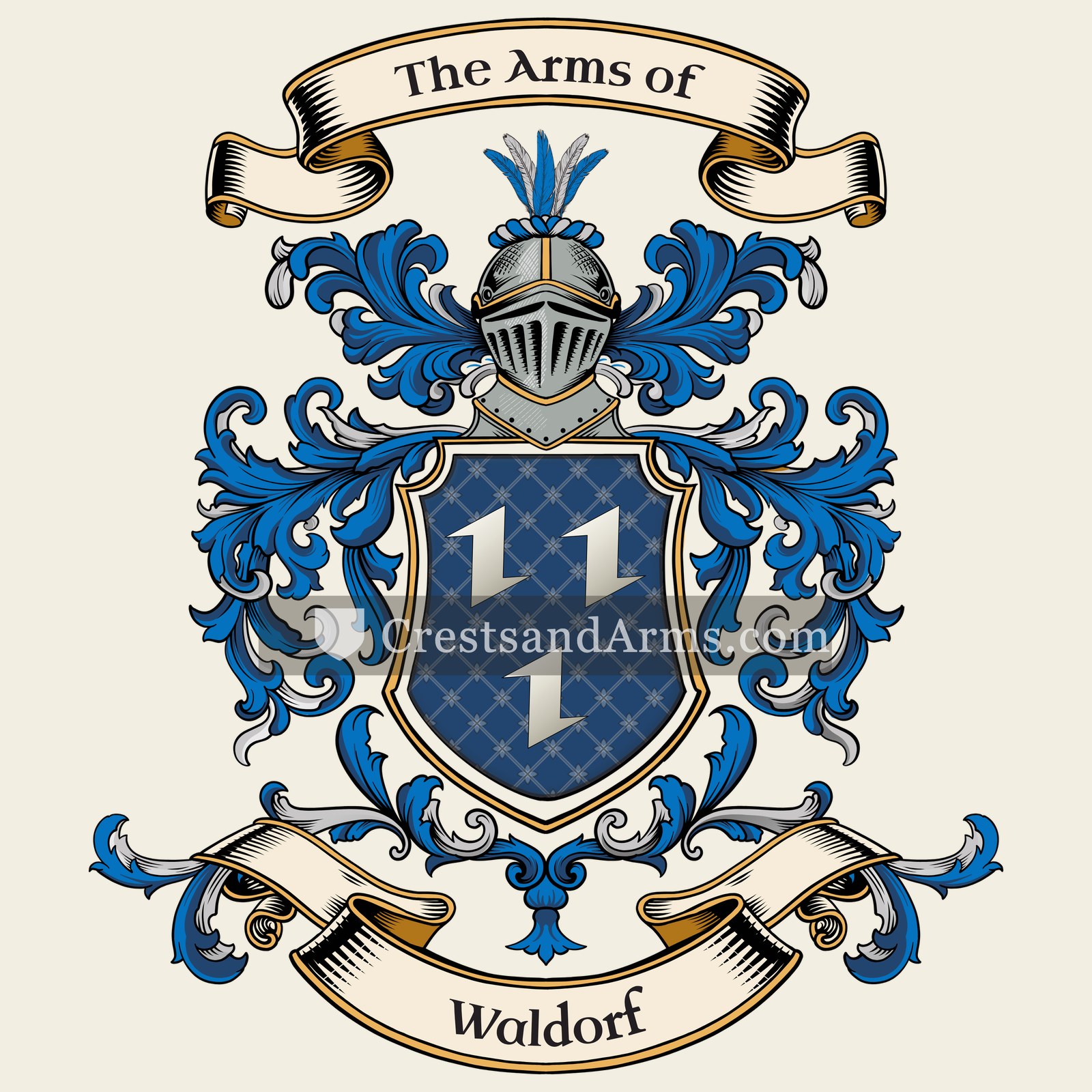 The Waldorf coat of arms, drawn from the recorded blazon