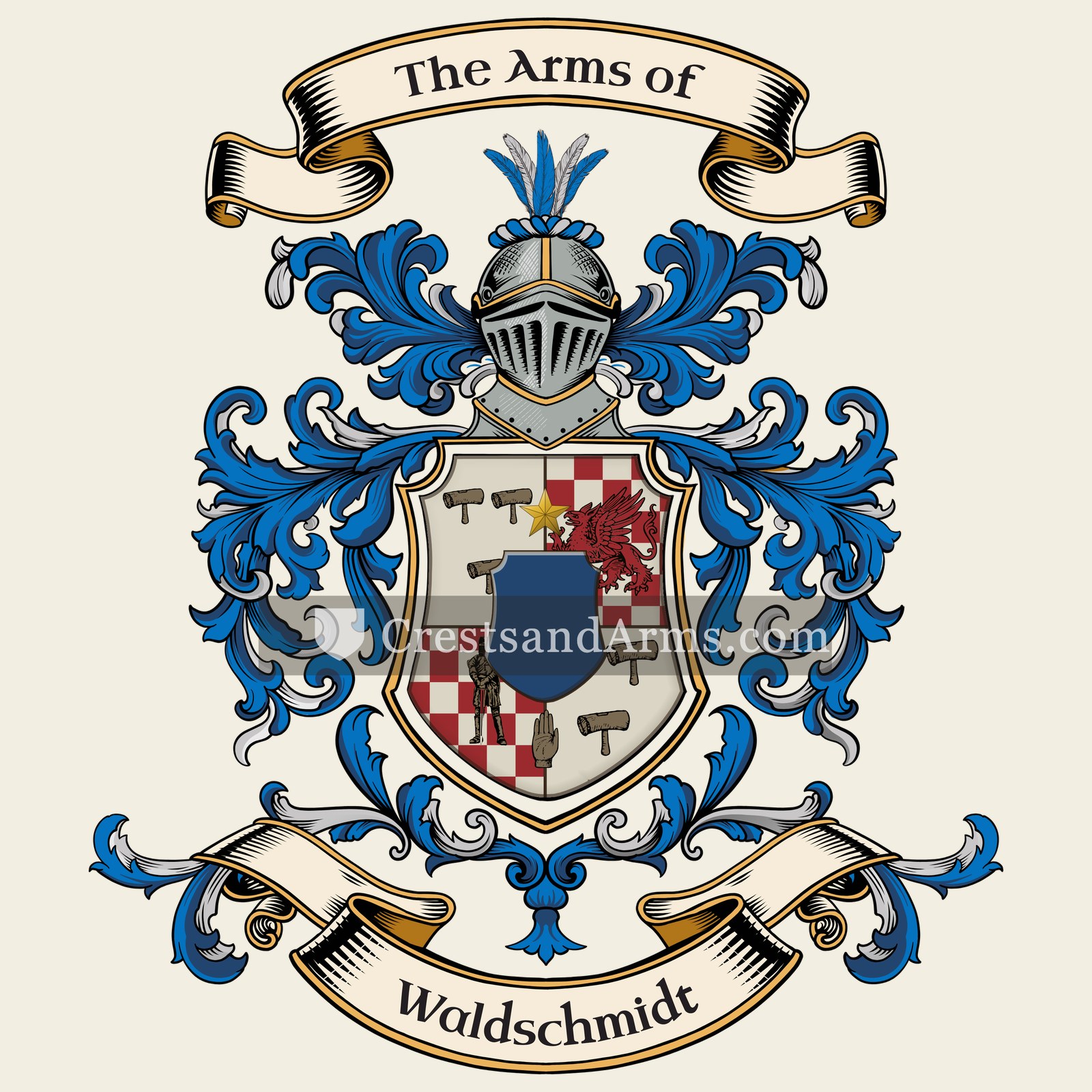 The Waldschmidt coat of arms, drawn from the recorded blazon