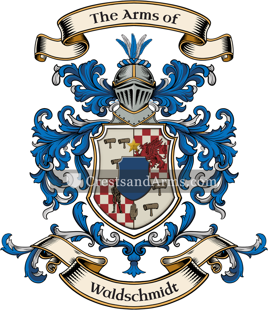 The Waldschmidt coat of arms, drawn from the recorded blazon