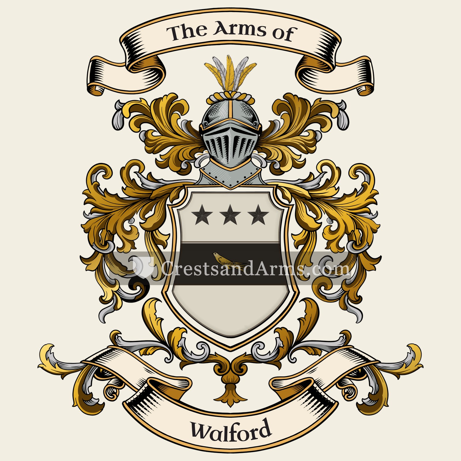 The Walford coat of arms, drawn from the recorded blazon