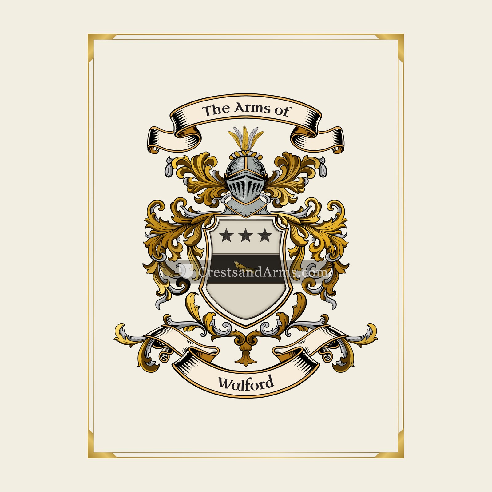 With gold border