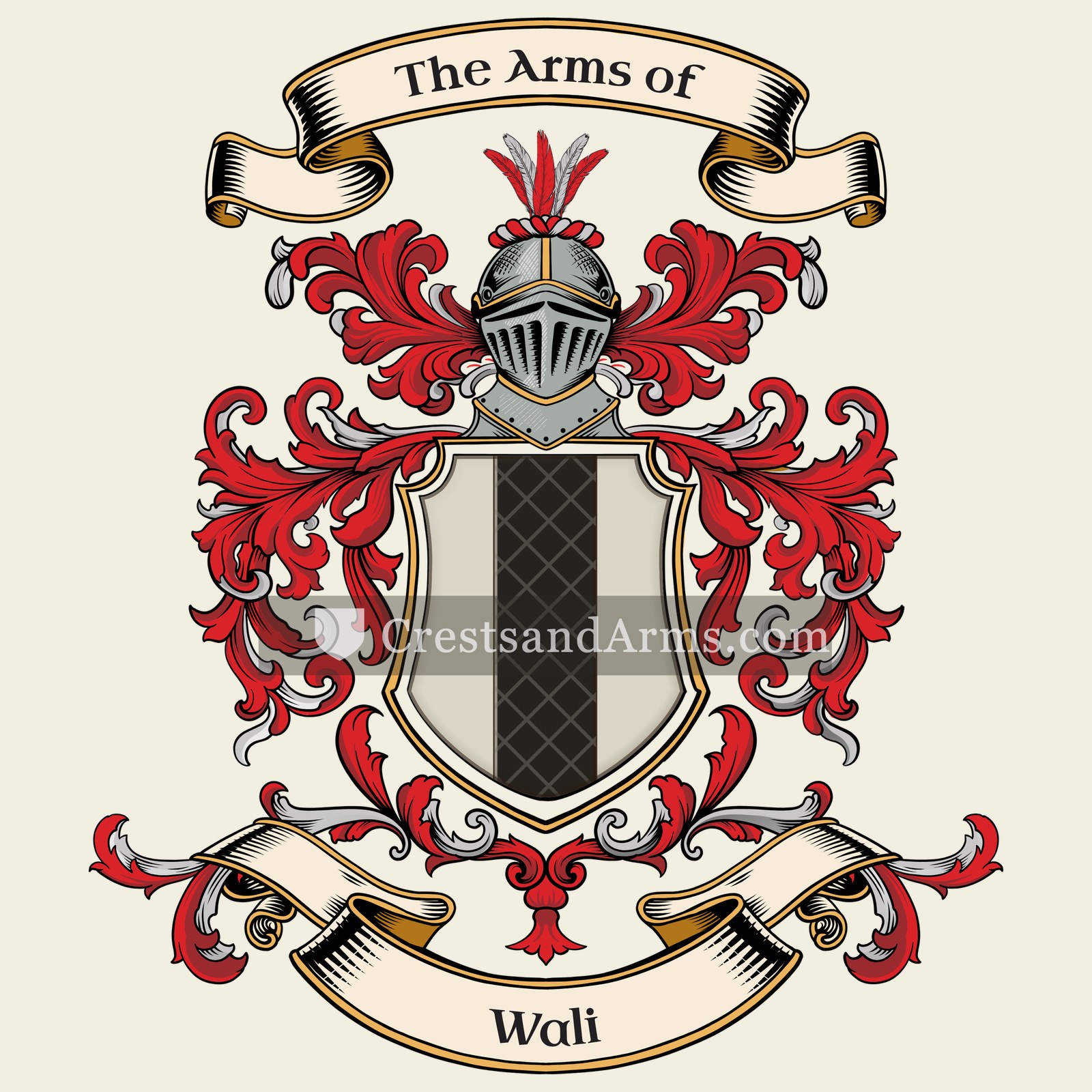 The Wali coat of arms, drawn from the recorded blazon