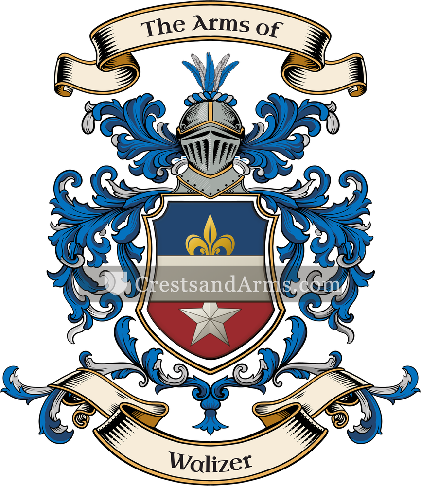 The Walizer coat of arms, drawn from the recorded blazon