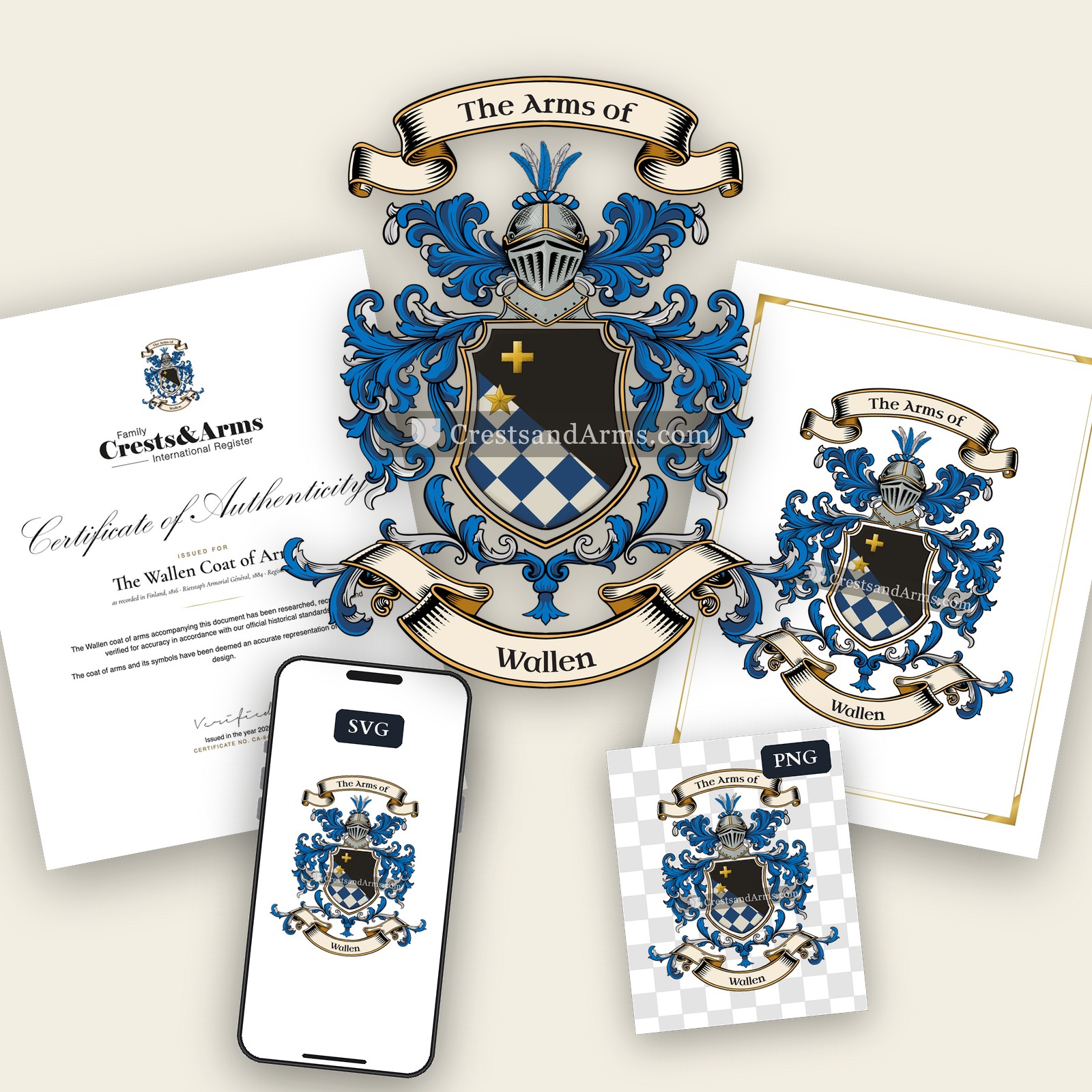 The Wallen arms on the coat of arms — digital pack