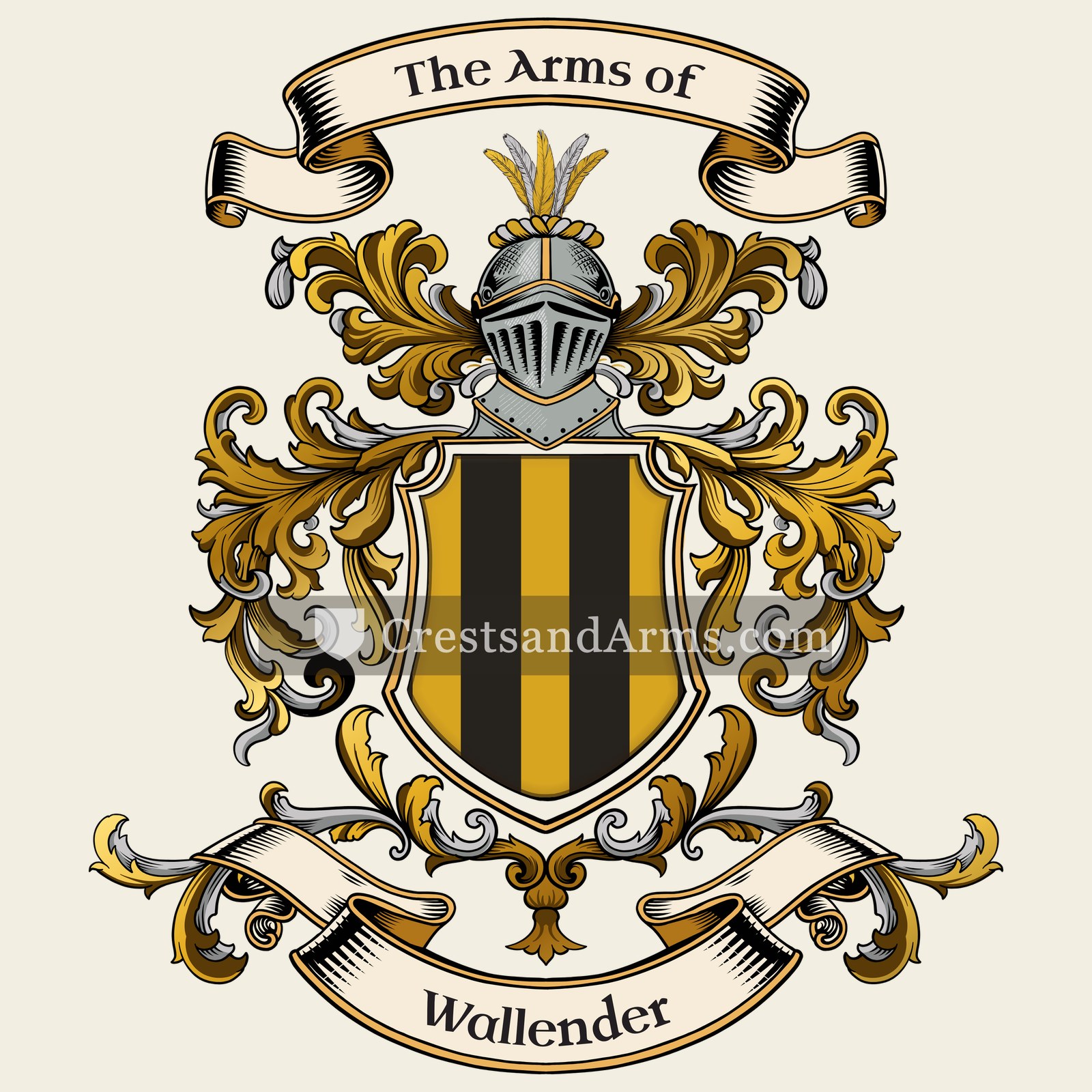 The Wallender coat of arms, drawn from the recorded blazon