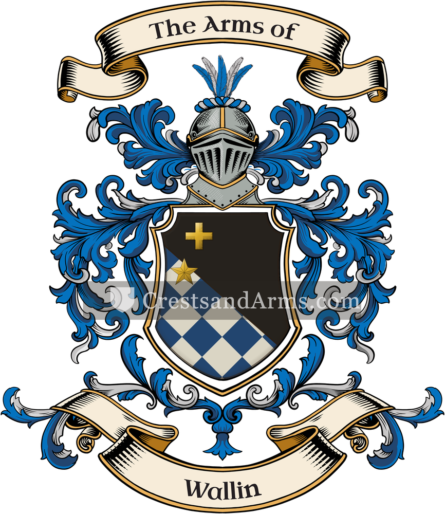 The Wallin coat of arms, drawn from the recorded blazon
