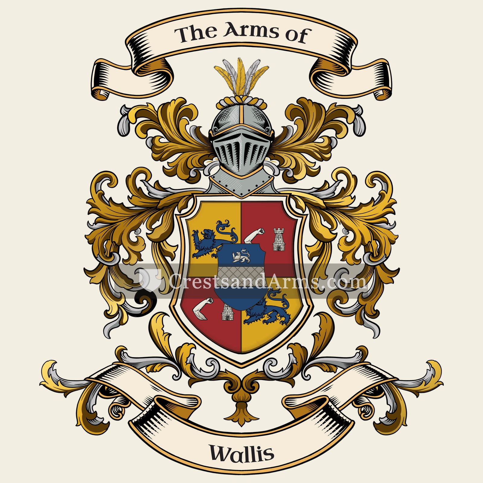 The Wallis coat of arms, drawn from the recorded blazon