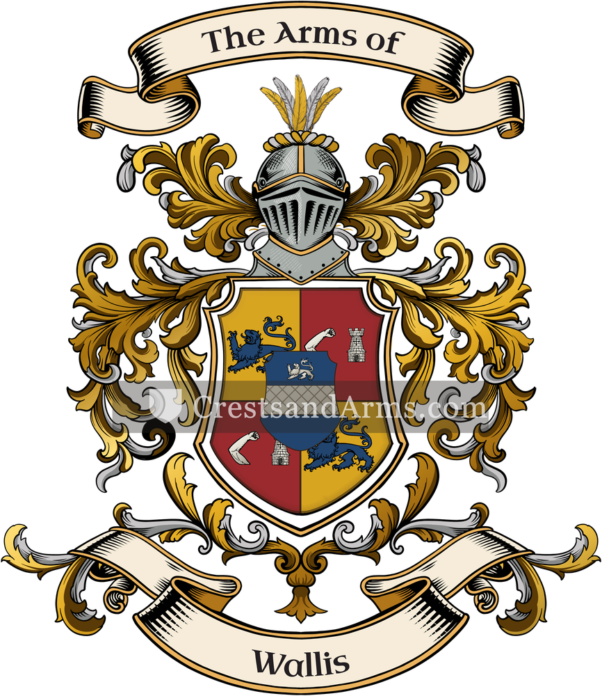 The Wallis coat of arms, drawn from the recorded blazon
