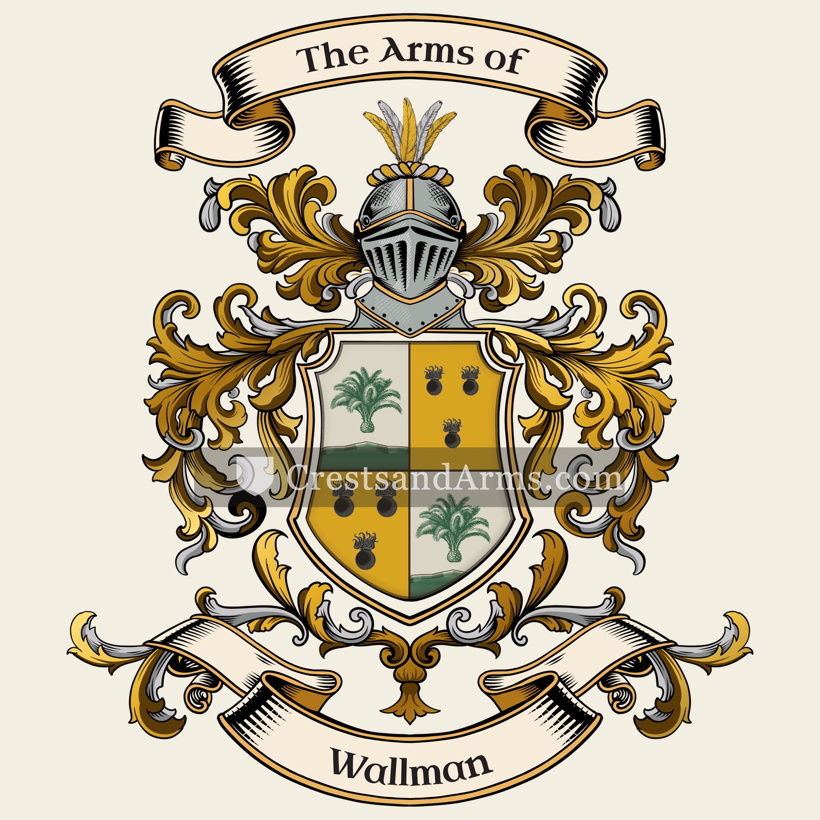 The Wallman coat of arms, drawn from the recorded blazon