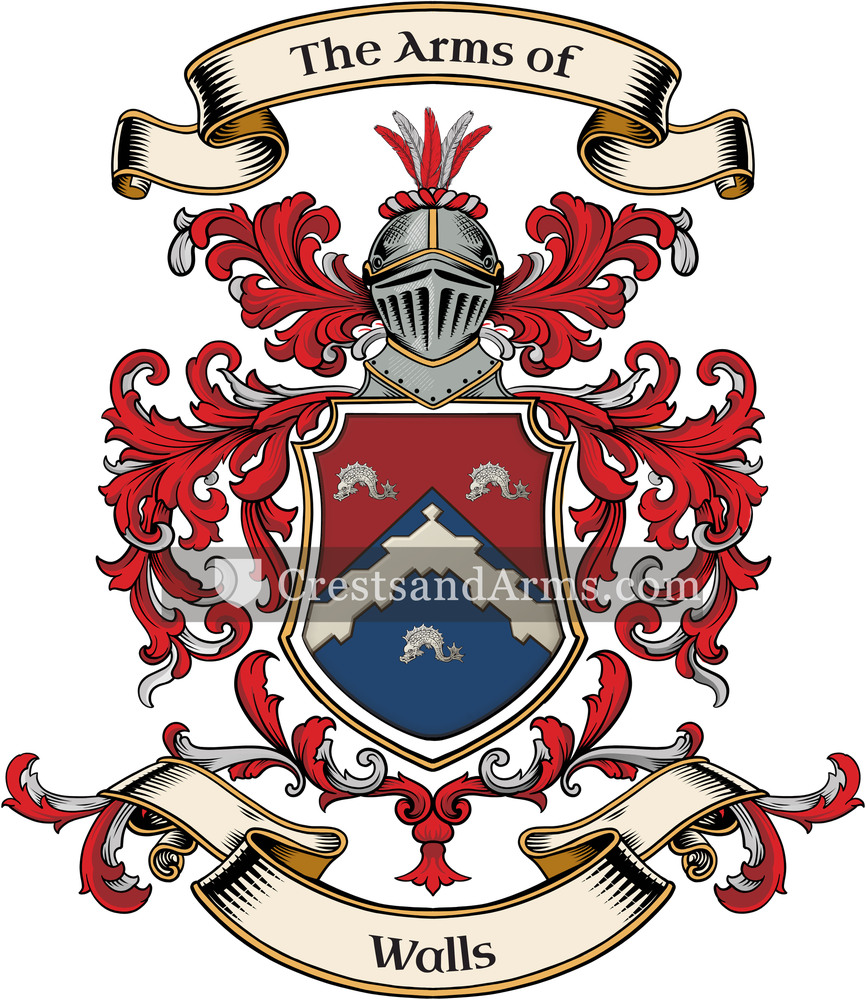 The Walls coat of arms, drawn from the recorded blazon