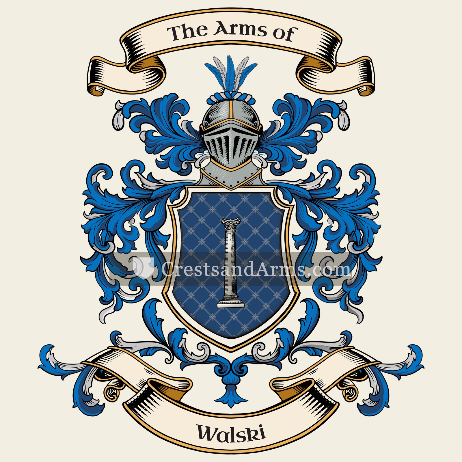 The Walski coat of arms, drawn from the recorded blazon