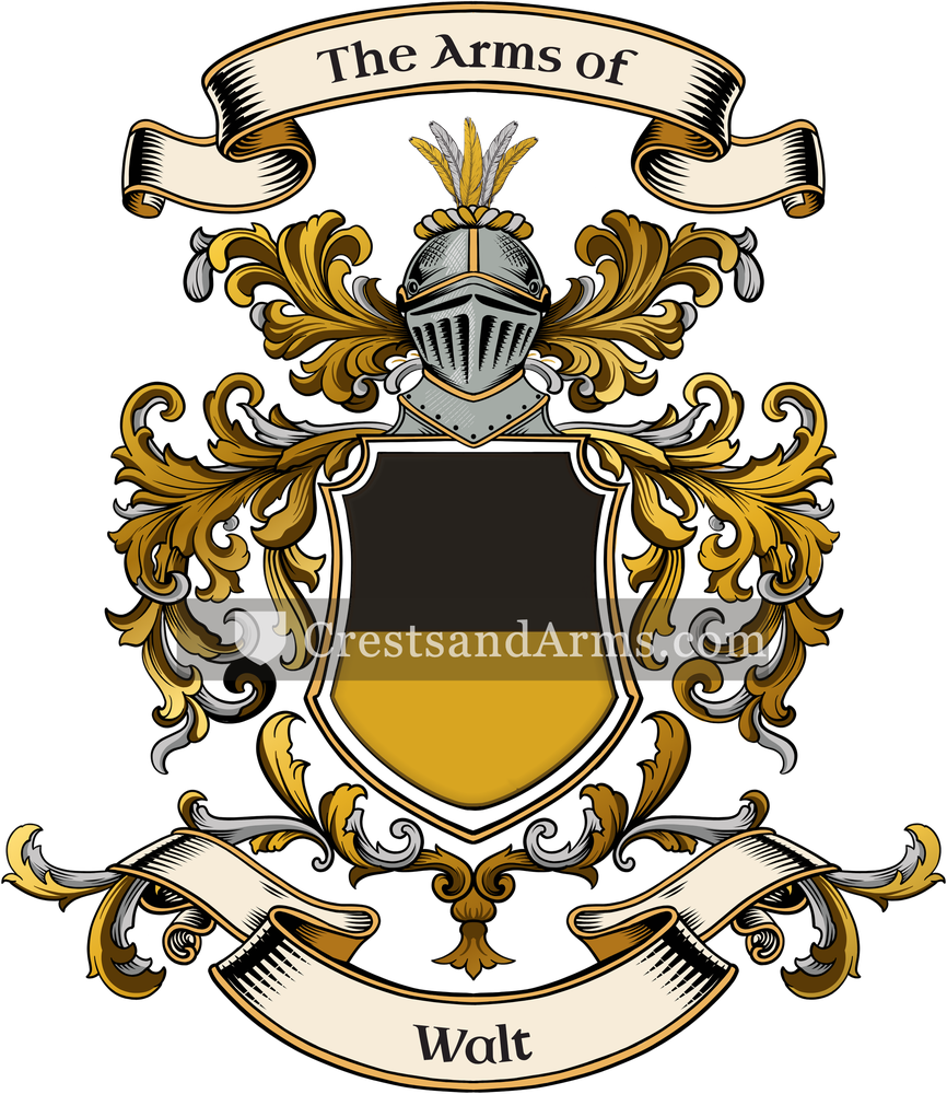 The Walt coat of arms, drawn from the recorded blazon