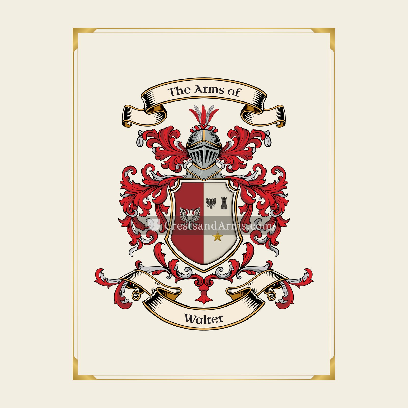 With gold border