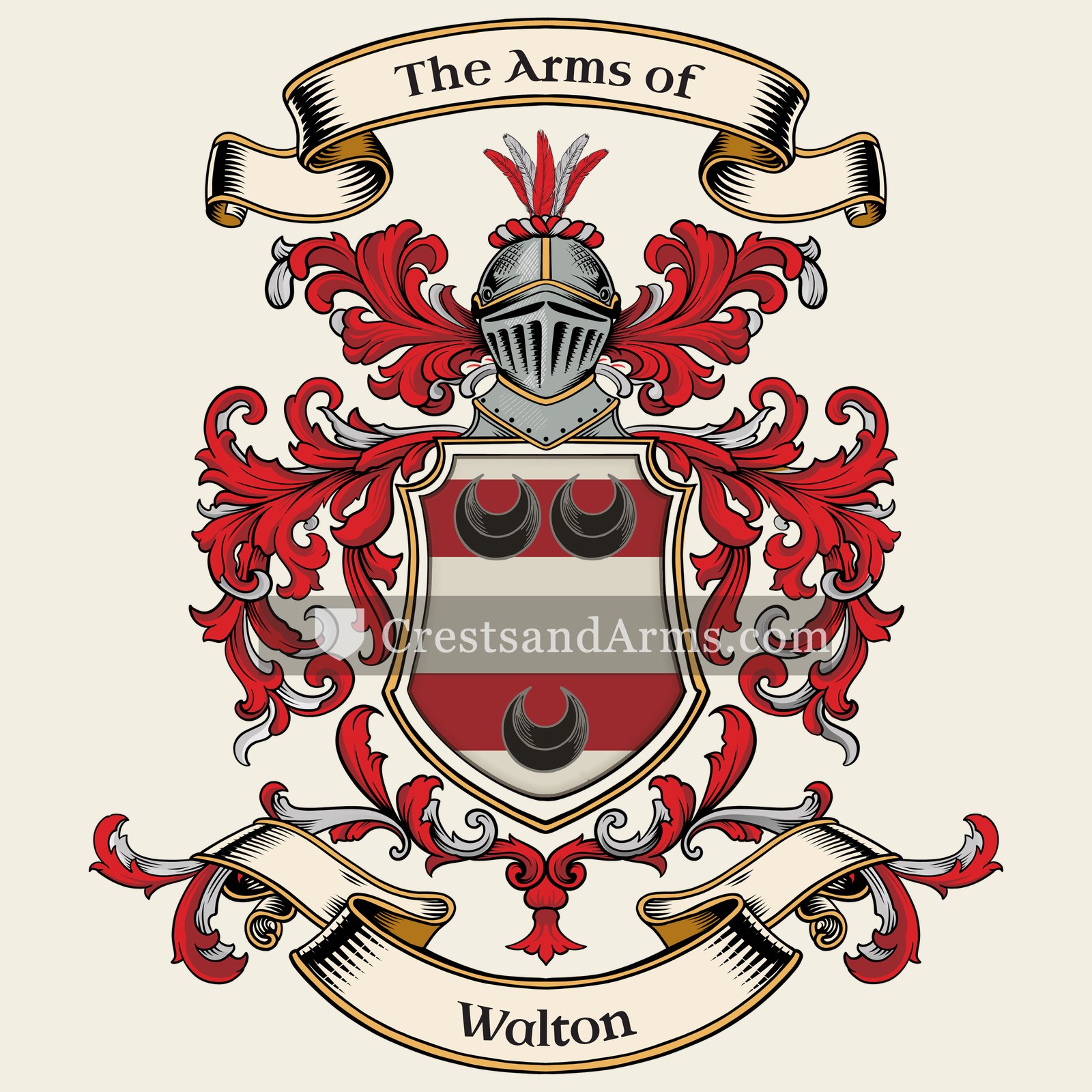 The Walton coat of arms, drawn from the recorded blazon