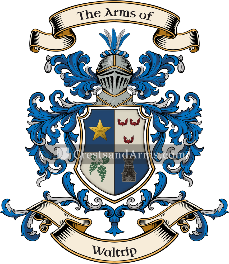 The Waltrip coat of arms, drawn from the recorded blazon