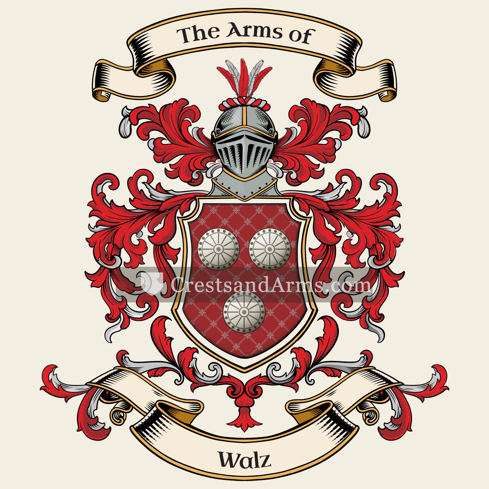 The Walz coat of arms, drawn from the recorded blazon