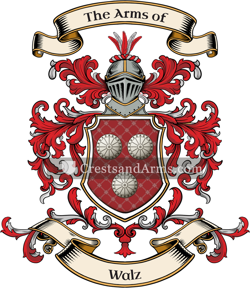 The Walz coat of arms, drawn from the recorded blazon