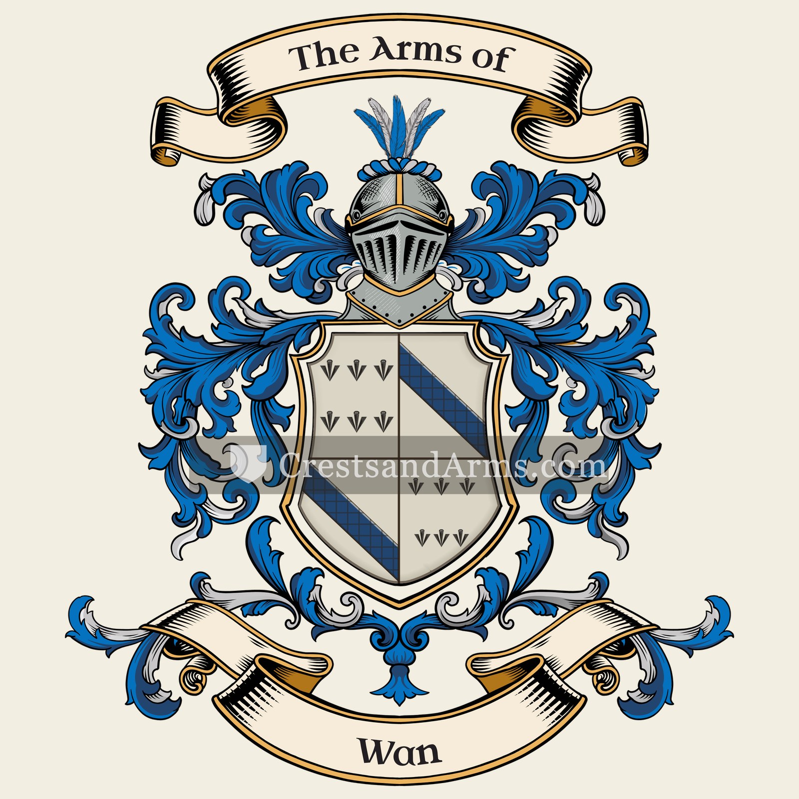 The Wan coat of arms, drawn from the recorded blazon