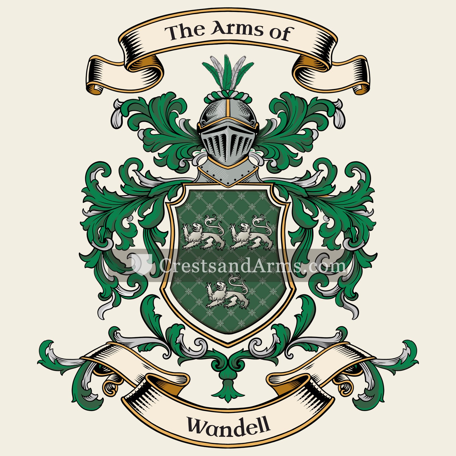 The Wandell coat of arms, drawn from the recorded blazon