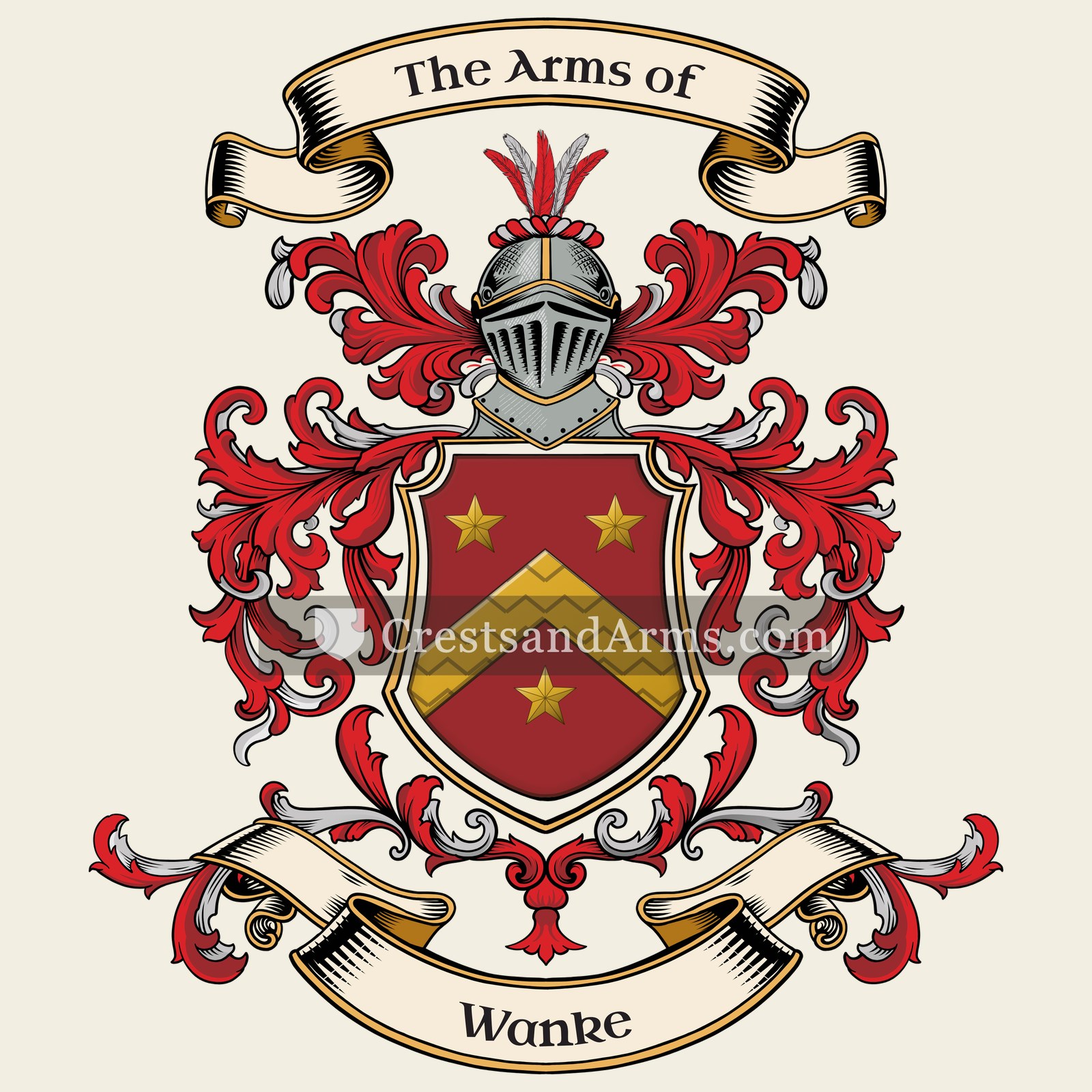 The Wanke coat of arms, drawn from the recorded blazon