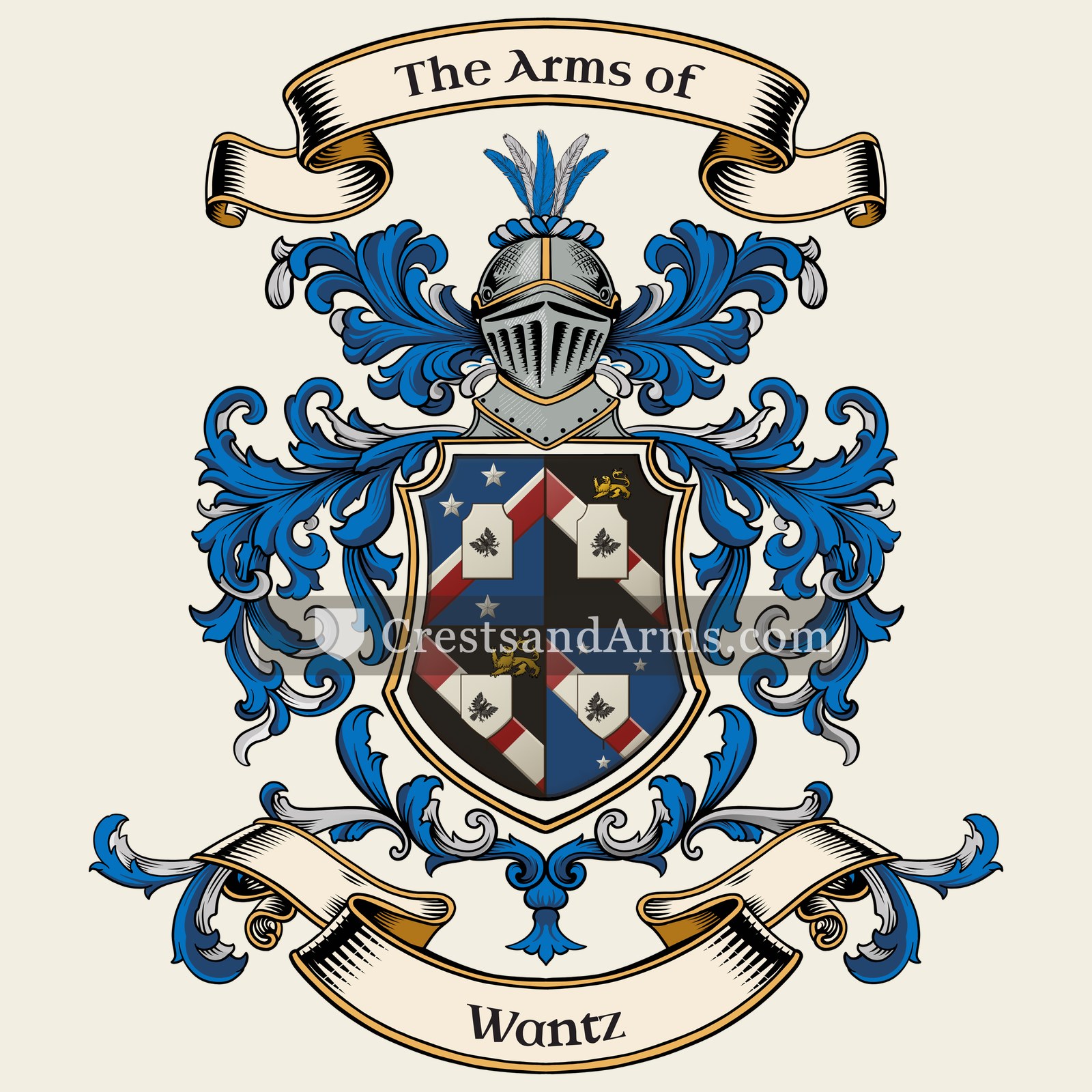 The Wantz coat of arms, drawn from the recorded blazon