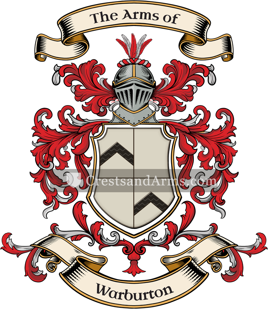 The Warburton coat of arms, drawn from the recorded blazon
