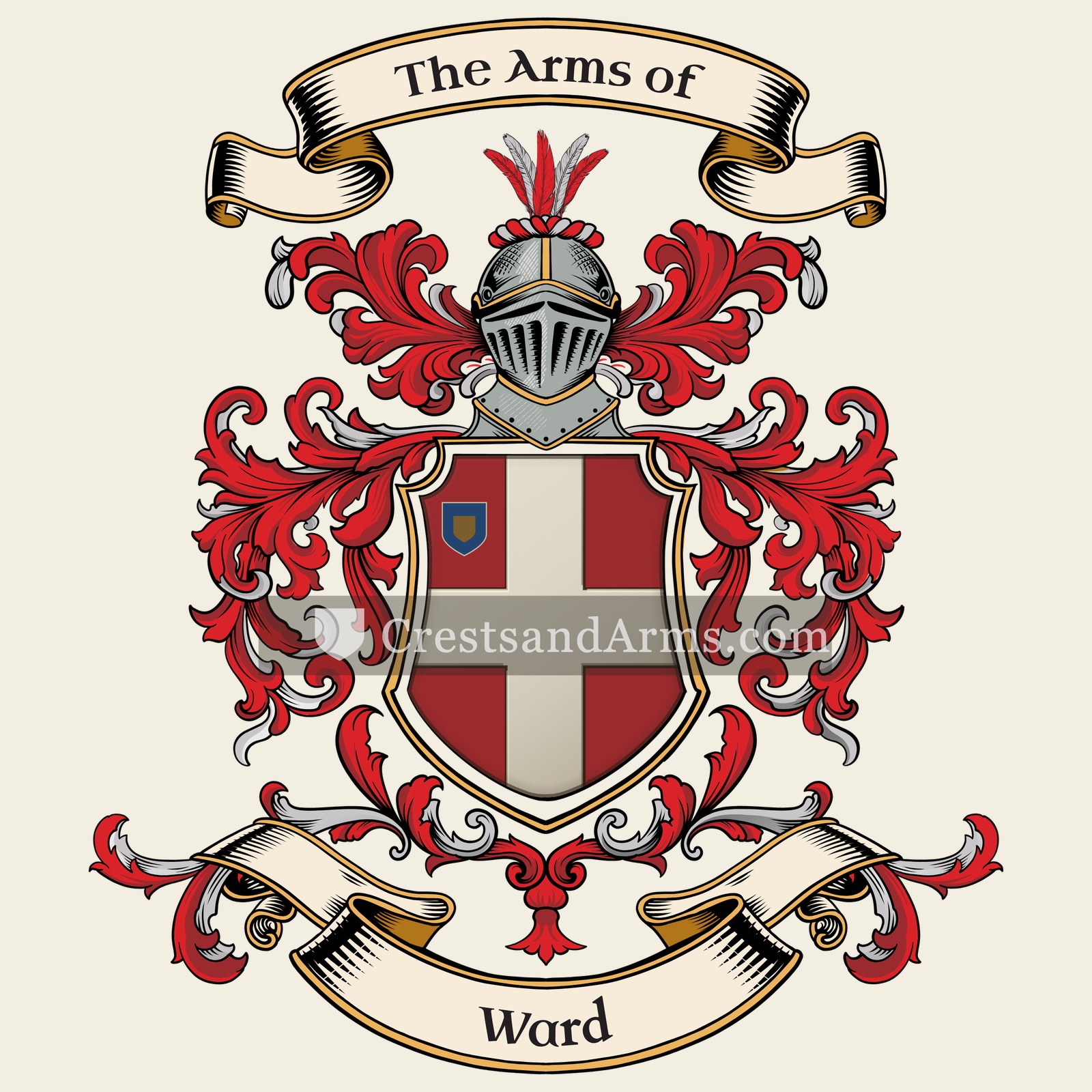 The Ward coat of arms, drawn from the recorded blazon