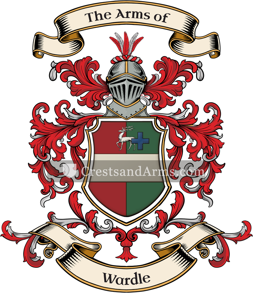 The Wardle coat of arms, drawn from the recorded blazon