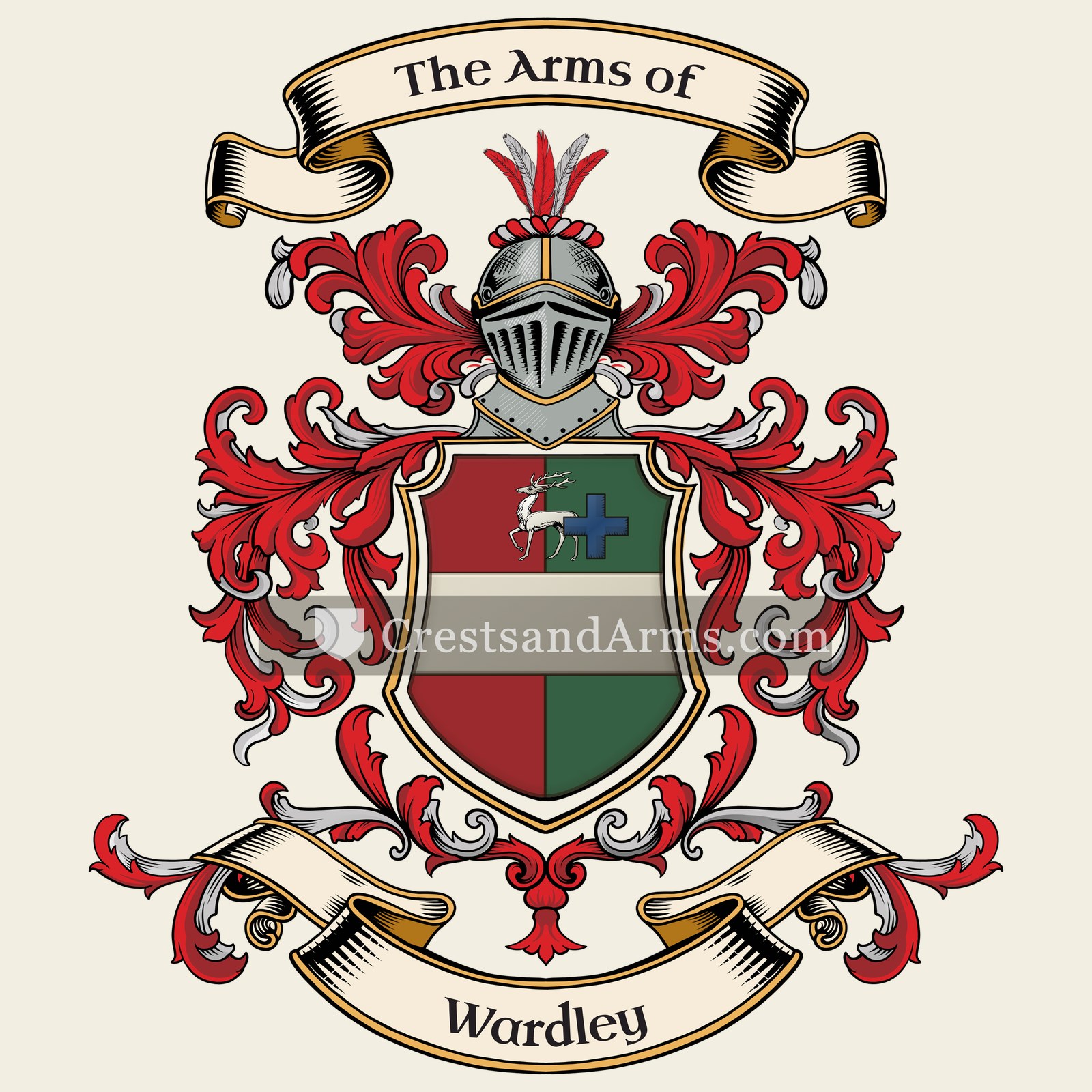 The Wardley coat of arms, drawn from the recorded blazon