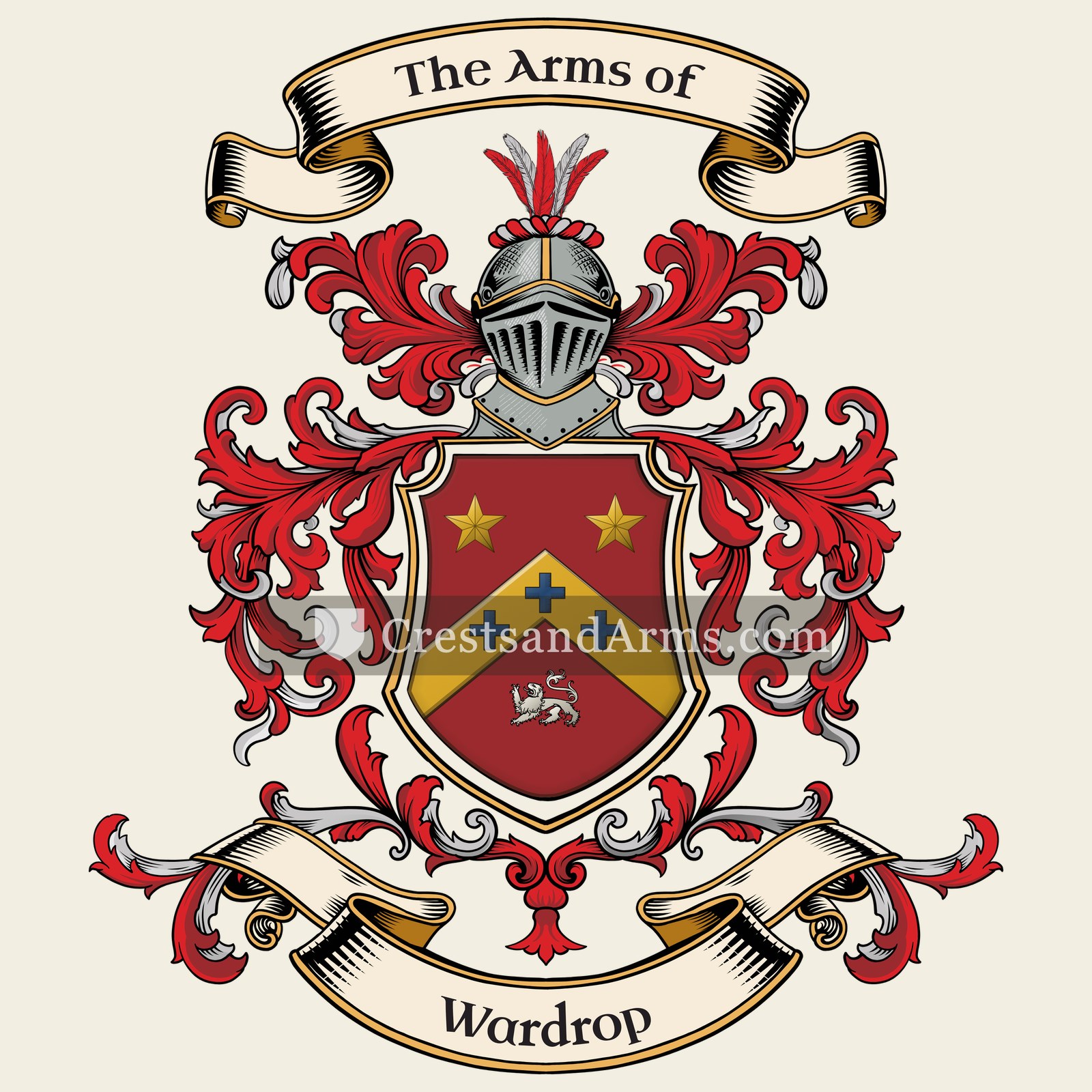 The Wardrop coat of arms, drawn from the recorded blazon